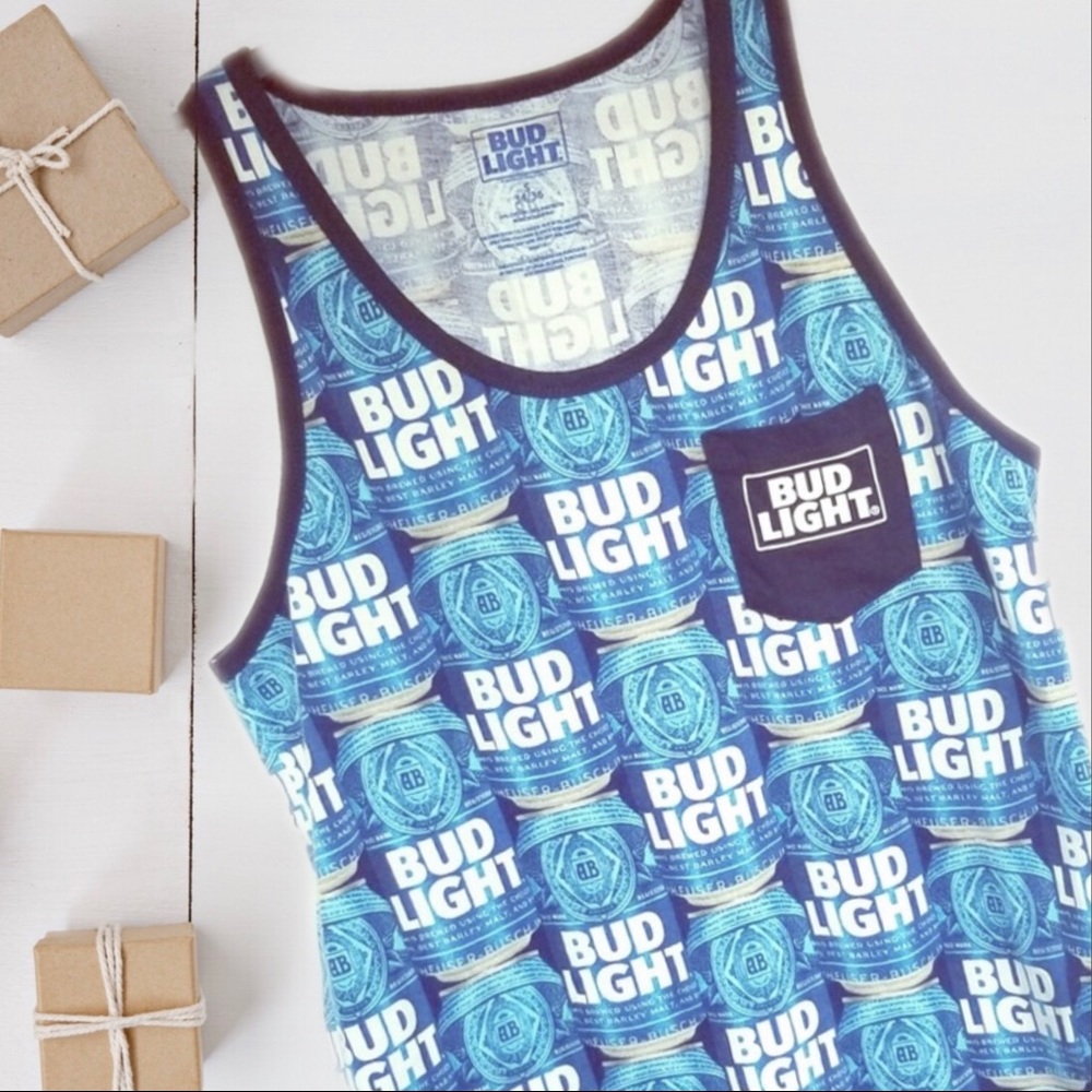 Bud Light Unisex Fitted Blue Tank Top Mens Small
